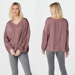 Du Jour V-Neck Drop Shoulder Blouse Size L